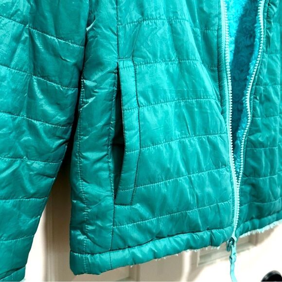 Eddie Bauer reversible puffer hooded jacket, youth girls Large size 14 - Picture 3 of 10